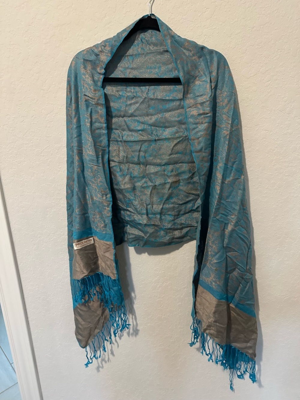 Teal and Gray Woven Pashmina Wrap
